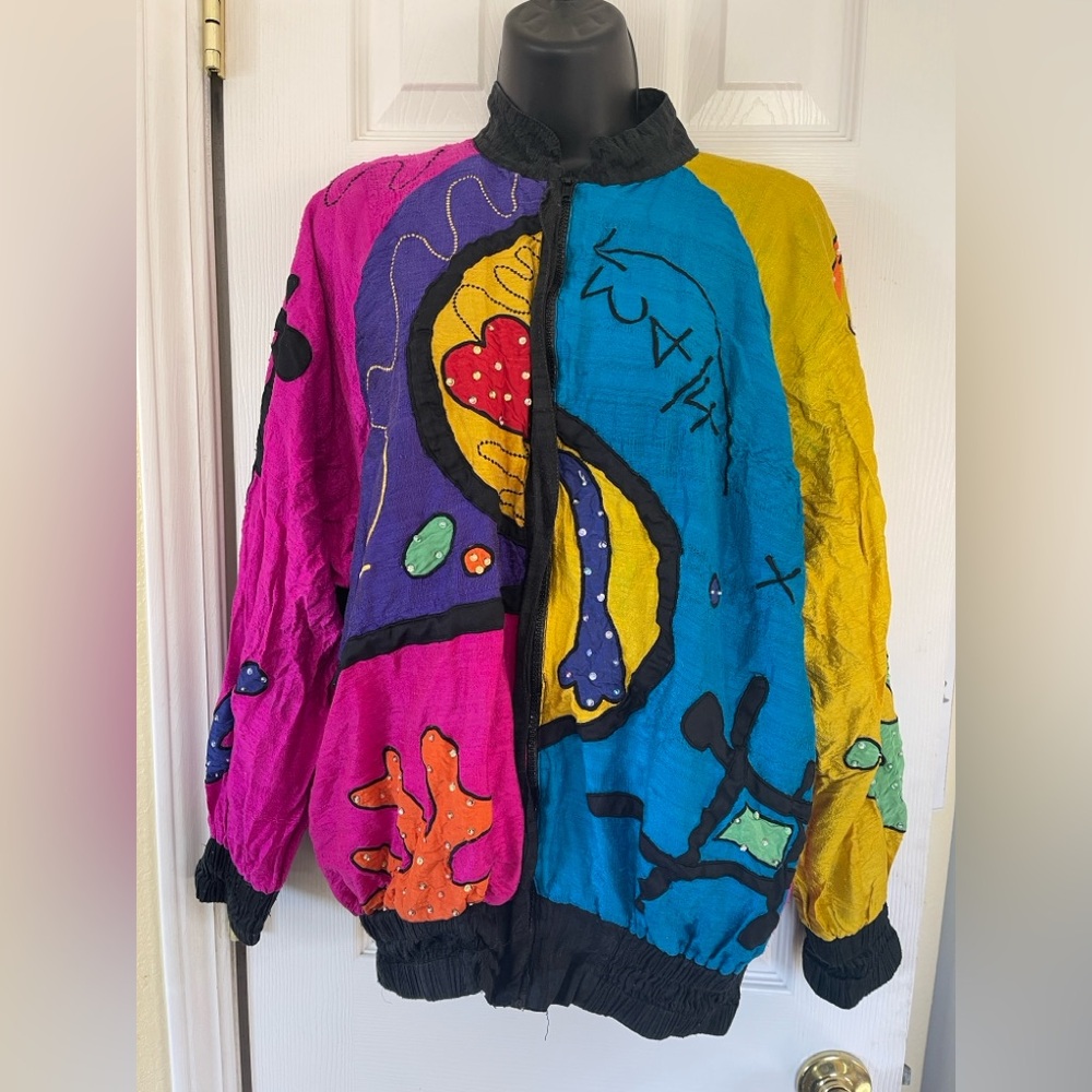 Vintage 80s sequin track jacket M-L